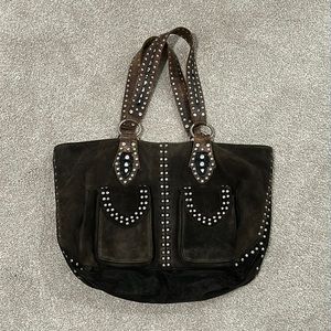 Vintage Betsey Johnson studded purse suede
